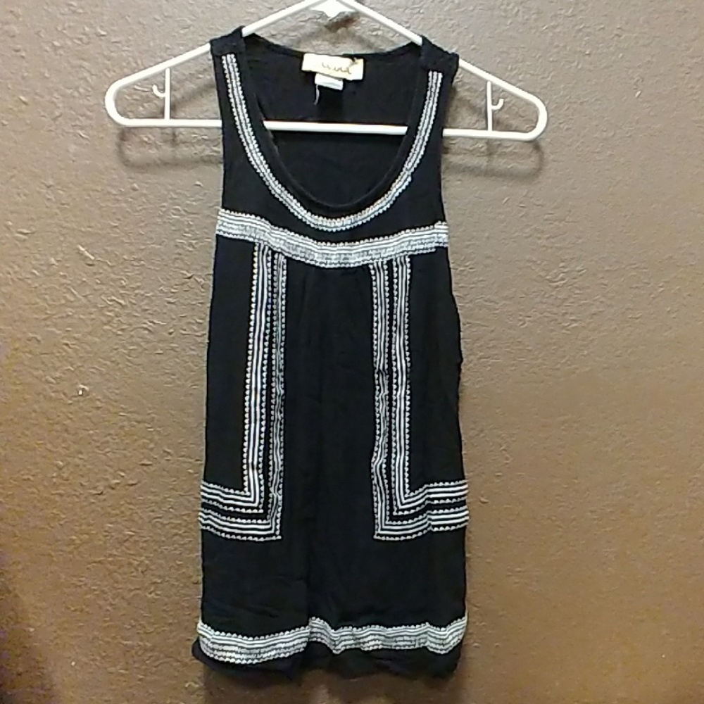 Black Top With White Embroidery